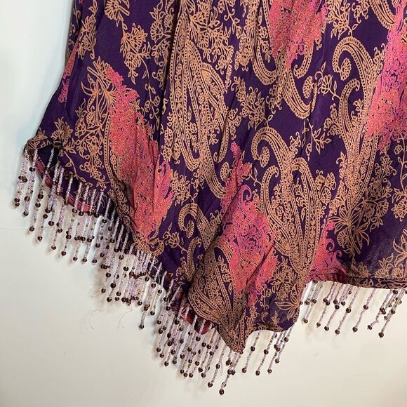 Vintage 90's PHOOL Pink/ Purple Paisley Beaded Hem Blouse & Skirt Set Large - Picture 5 of 7